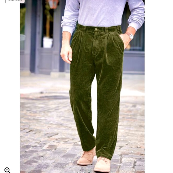 Red Corduroy Pants with Flat Front Design - Picture 9 of 12